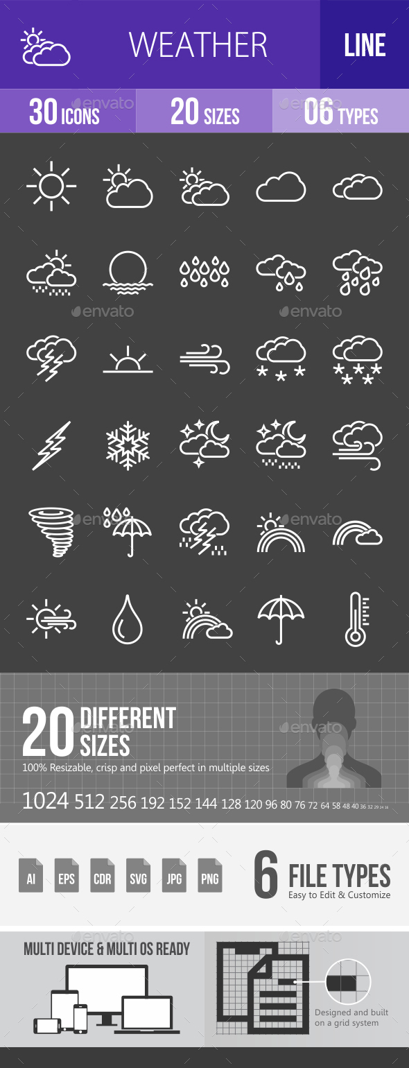 Weather Line Inverted Icons - Icons