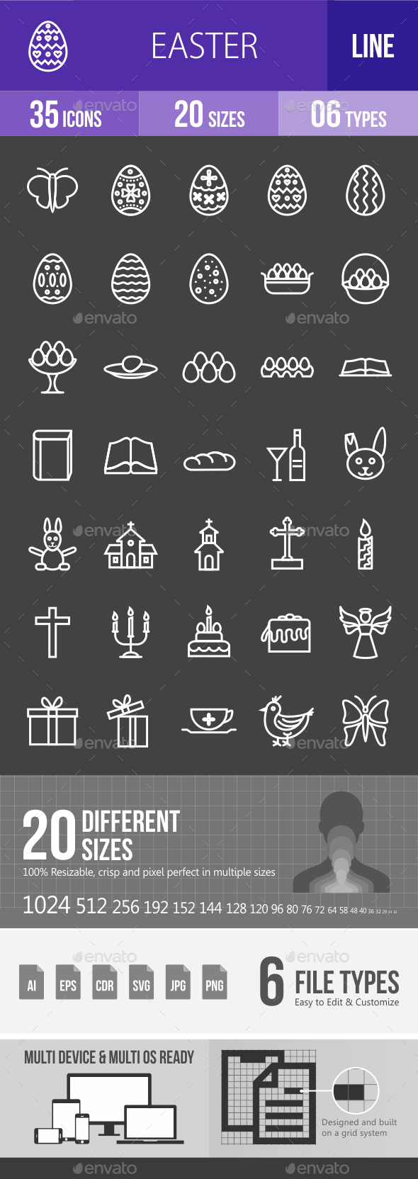 Easter Line Inverted Icons - Icons