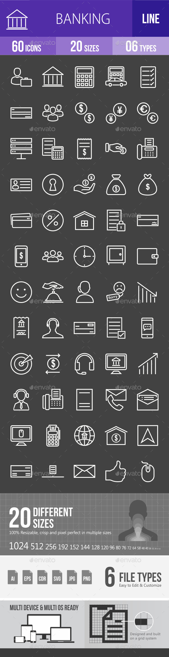 Banking Line Inverted Icons - Icons