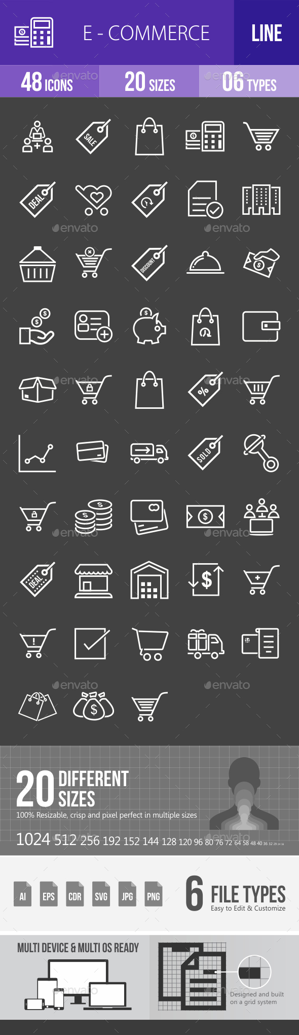 Ecommerce Line Inverted Icons - Icons