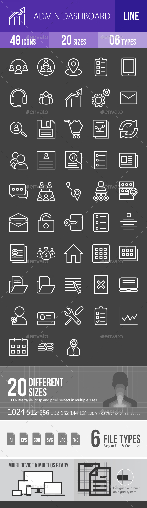 Admin Dashboard Line Inverted Icons - Icons