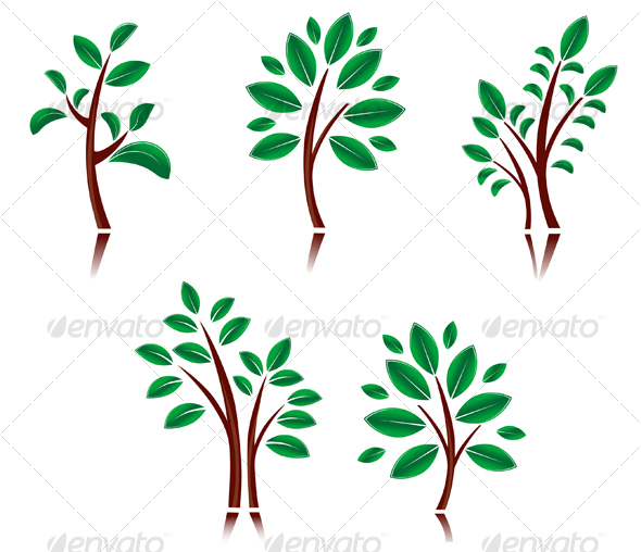 Set of tree symbols - Decorative Vectors