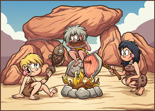 Cave Women Eating - People Characters