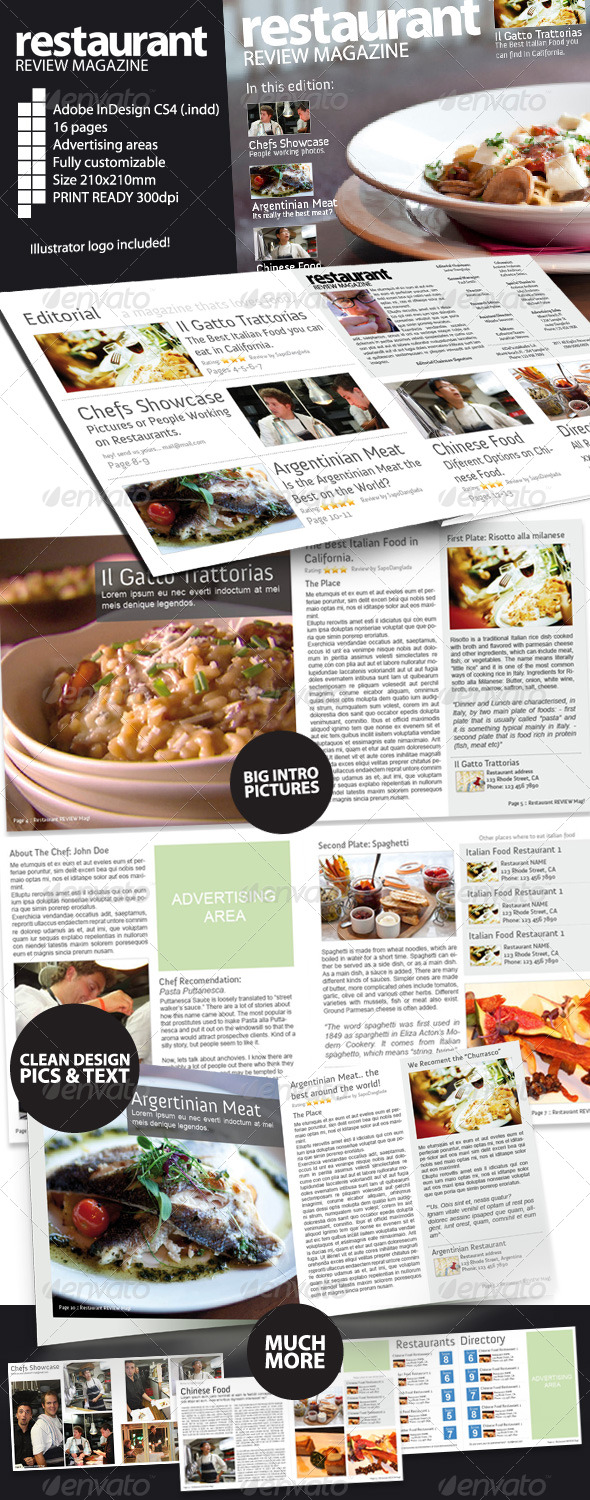 Restaurant Review Magazine Indesign CS4 - Magazines Print Templates