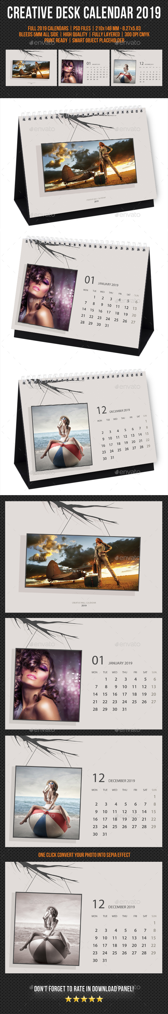 Creative Desk Calendar 2019 V26 - Calendars Stationery