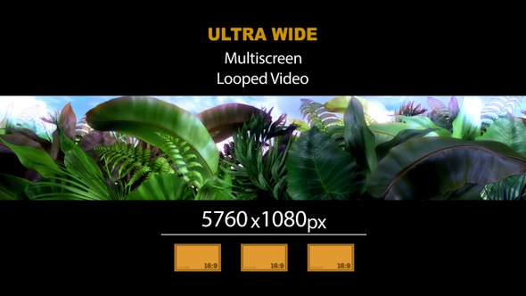 Ultra Wide HD Tropical Leaves 01