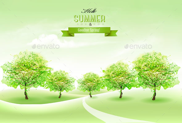 Summer Nature Background With Green Trees - Seasons Nature