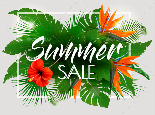 Tropical Summer Sale Background - Flowers & Plants Nature