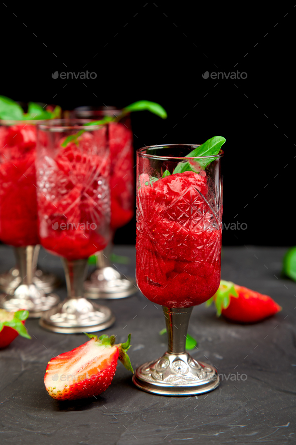 Summer refreshing strawberry granita - Stock Photo - Images
