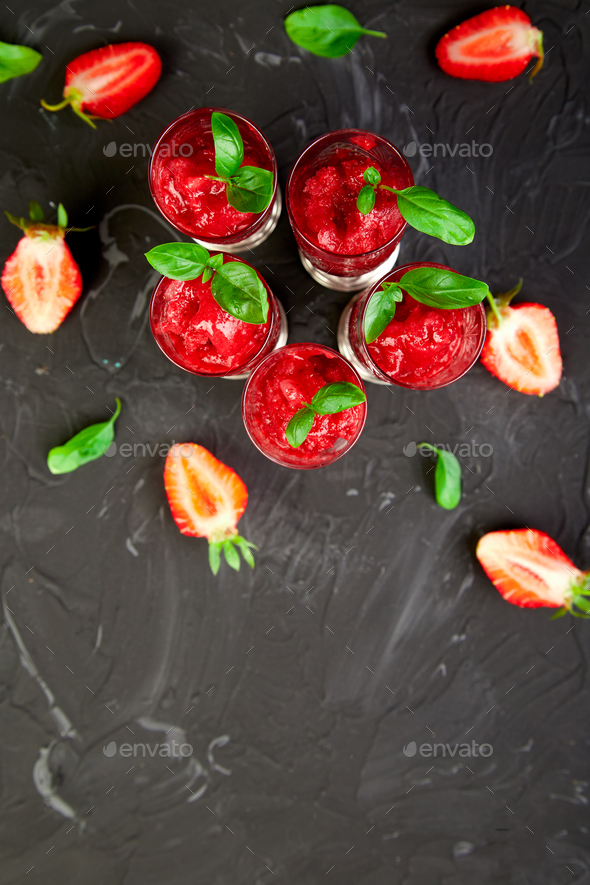 Summer refreshing strawberry granita - Stock Photo - Images