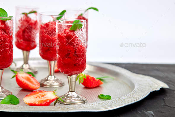 Summer refreshing strawberry granita - Stock Photo - Images