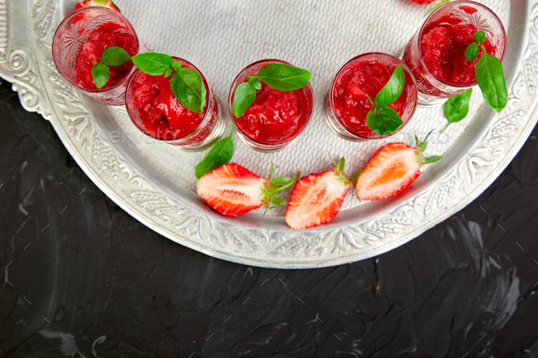 Summer refreshing strawberry granita - Stock Photo - Images