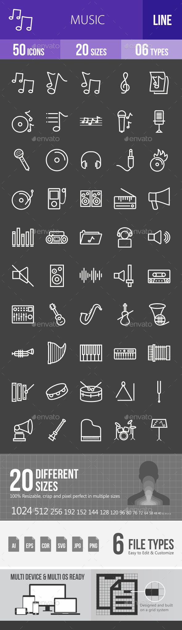 Music Line Inverted Icons - Icons