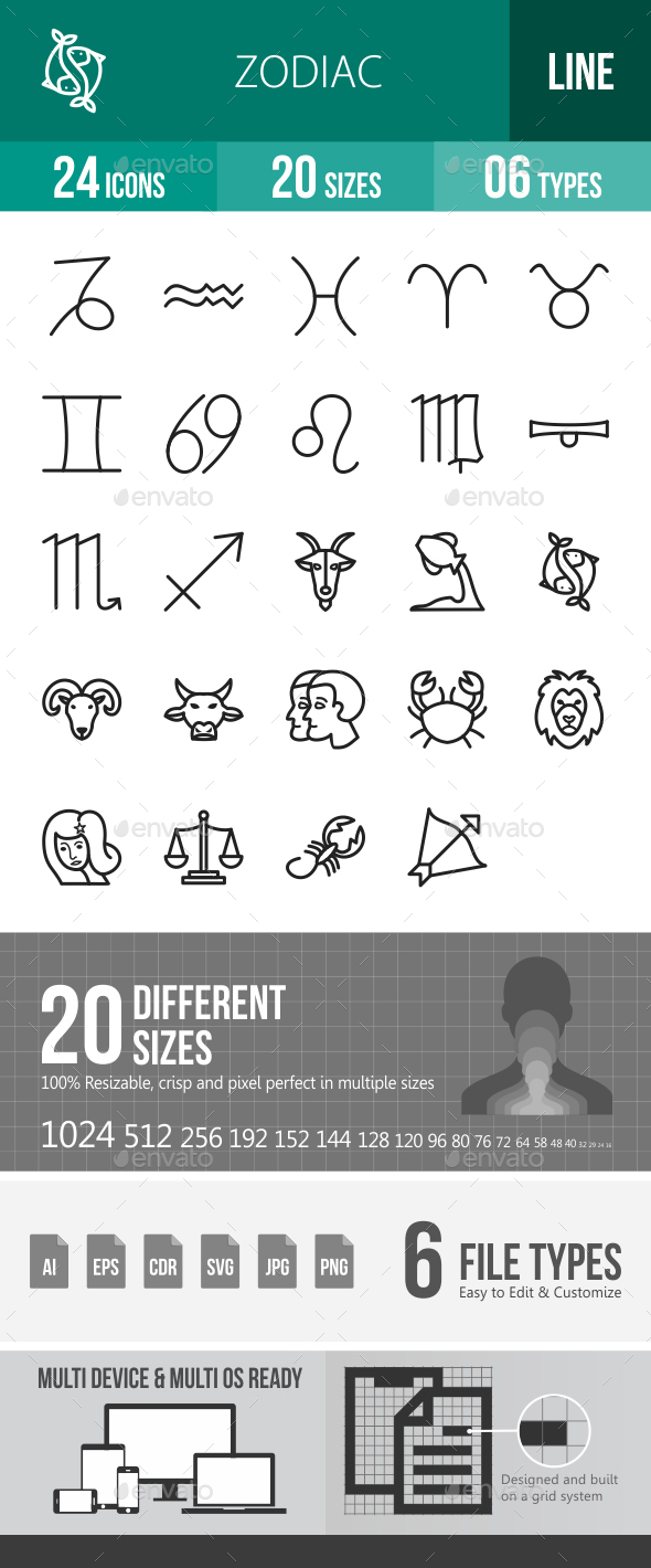 Zodiac Line Icons - Icons