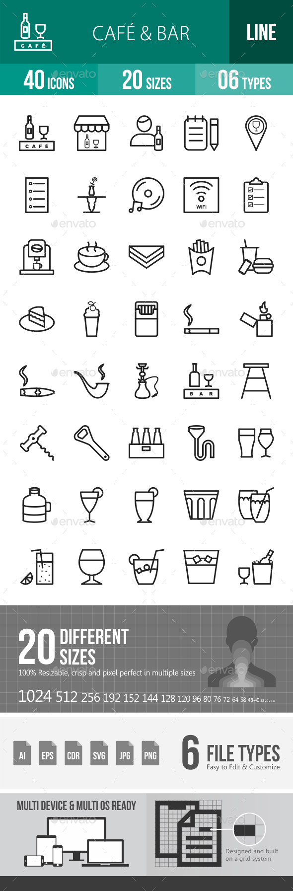 Cafe & Bar Line Icons - Icons