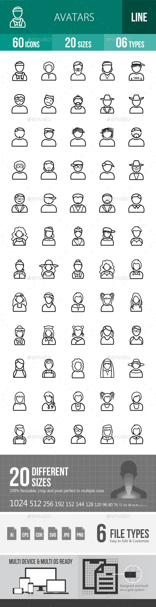Avatars Line Icons - Icons