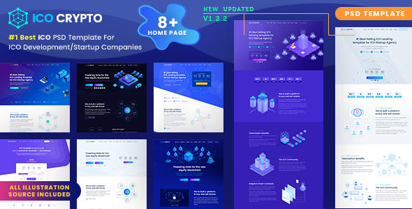 ICO Crypto – Bitcoin and Cryptocurrency Landing Page PSD Template - Marketing Corporate