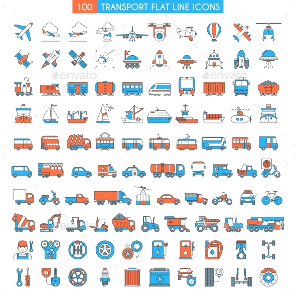 Vehicles Icons Set - Miscellaneous Vectors