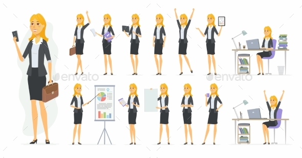 Pretty Businesswoman - Vector Cartoon People - People Characters