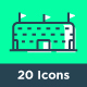 20 Soccer Modern Flat Line Icons