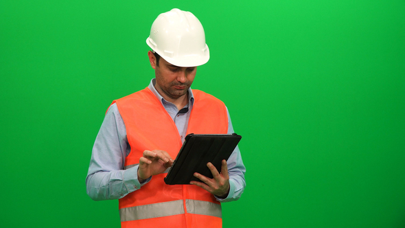Construction Engineer Using Tablet