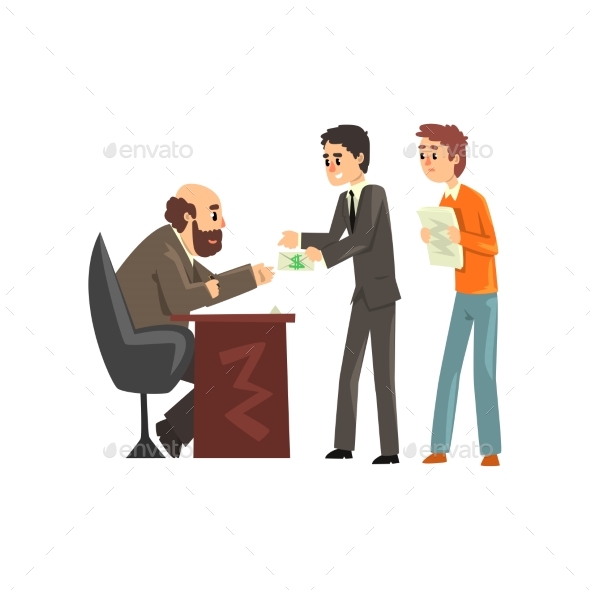Two Men Giving Money To Get Permission - Concepts Business