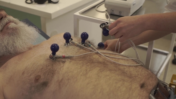 Doctor Prepare Old Man To Electrocardiography alt