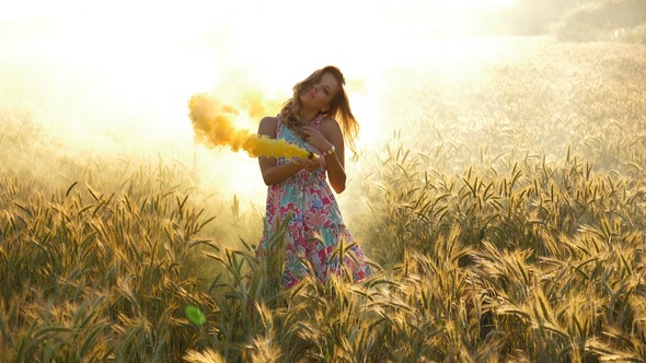 Emotion with Smoke in a Wheat Field