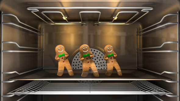 Christmas Gingerbread Men Dancers In The Oven