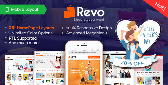 Revo - Premium Responsive PrestaShop Theme for Mega Store with Mobile-Specific Layout - Shopping PrestaShop