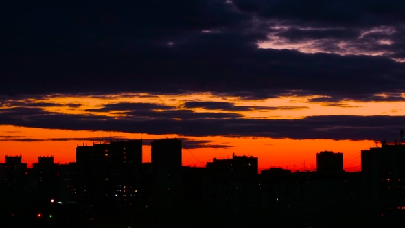 Sunset On Cityscape Skyline Background By Ba-media 