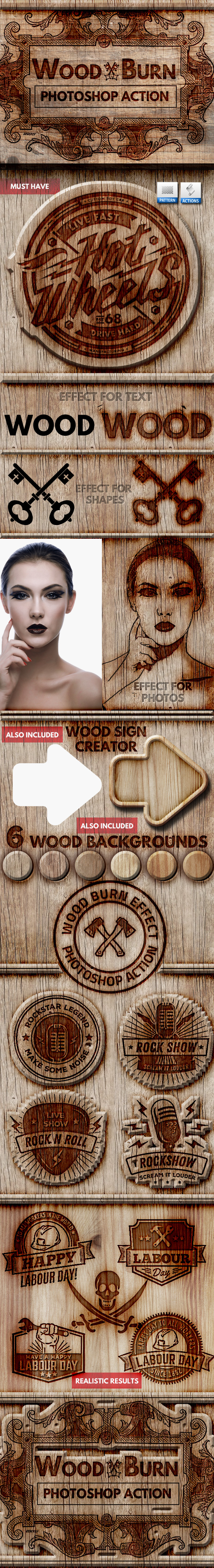 Wood Burn Effect Photoshop Action - Utilities Actions