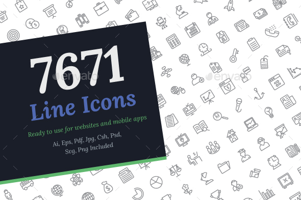 7671 Line Icons in Web Icons