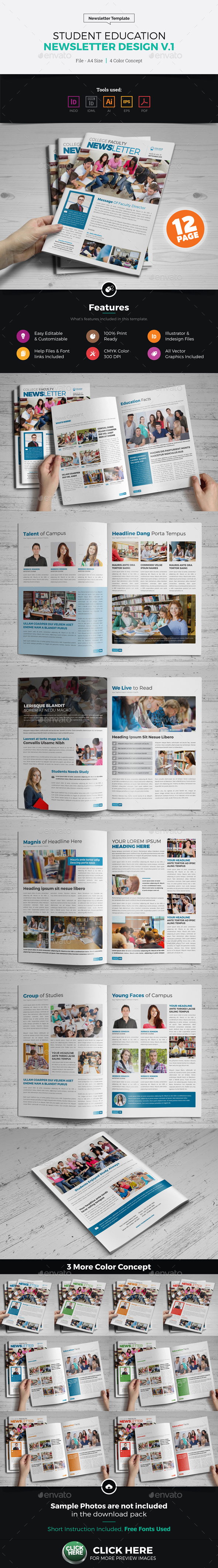 Student Education Newsletter Design - Newsletters Print Templates