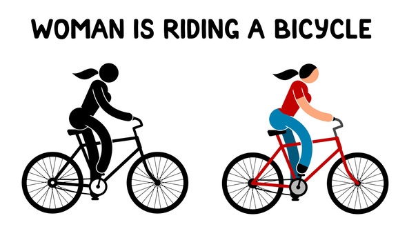 Pictogram Woman Is Riding A Bicycle