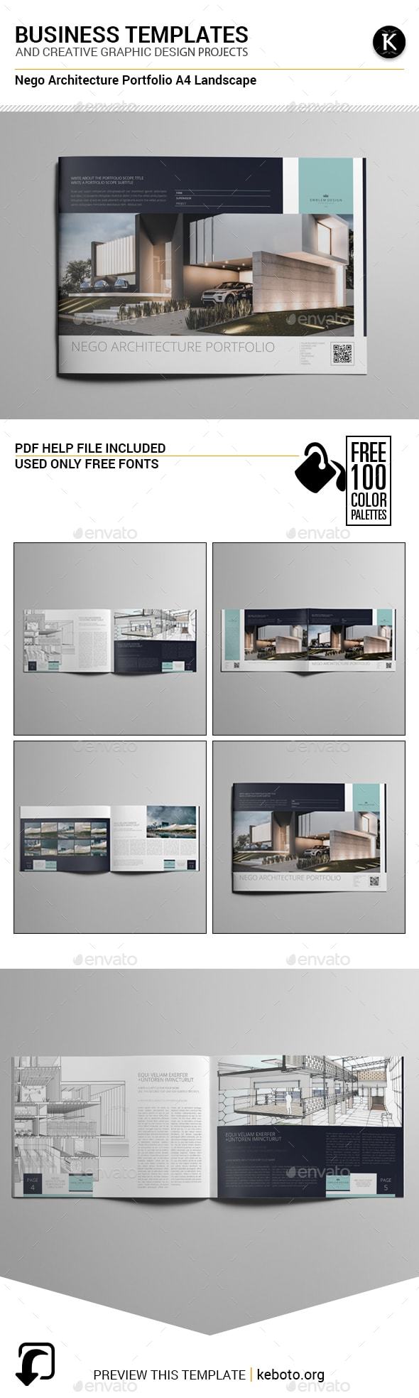 Nego Architecture Portfolio A4 Landscape - Portfolio Brochures