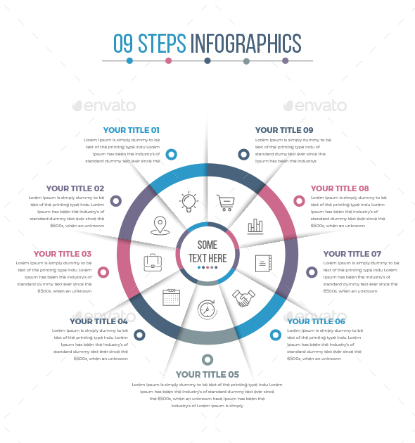 Business Circle Infographics with 09 Steps - Infographics