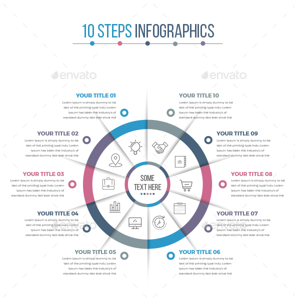 Business Circle Infographics with 10 Steps - Infographics