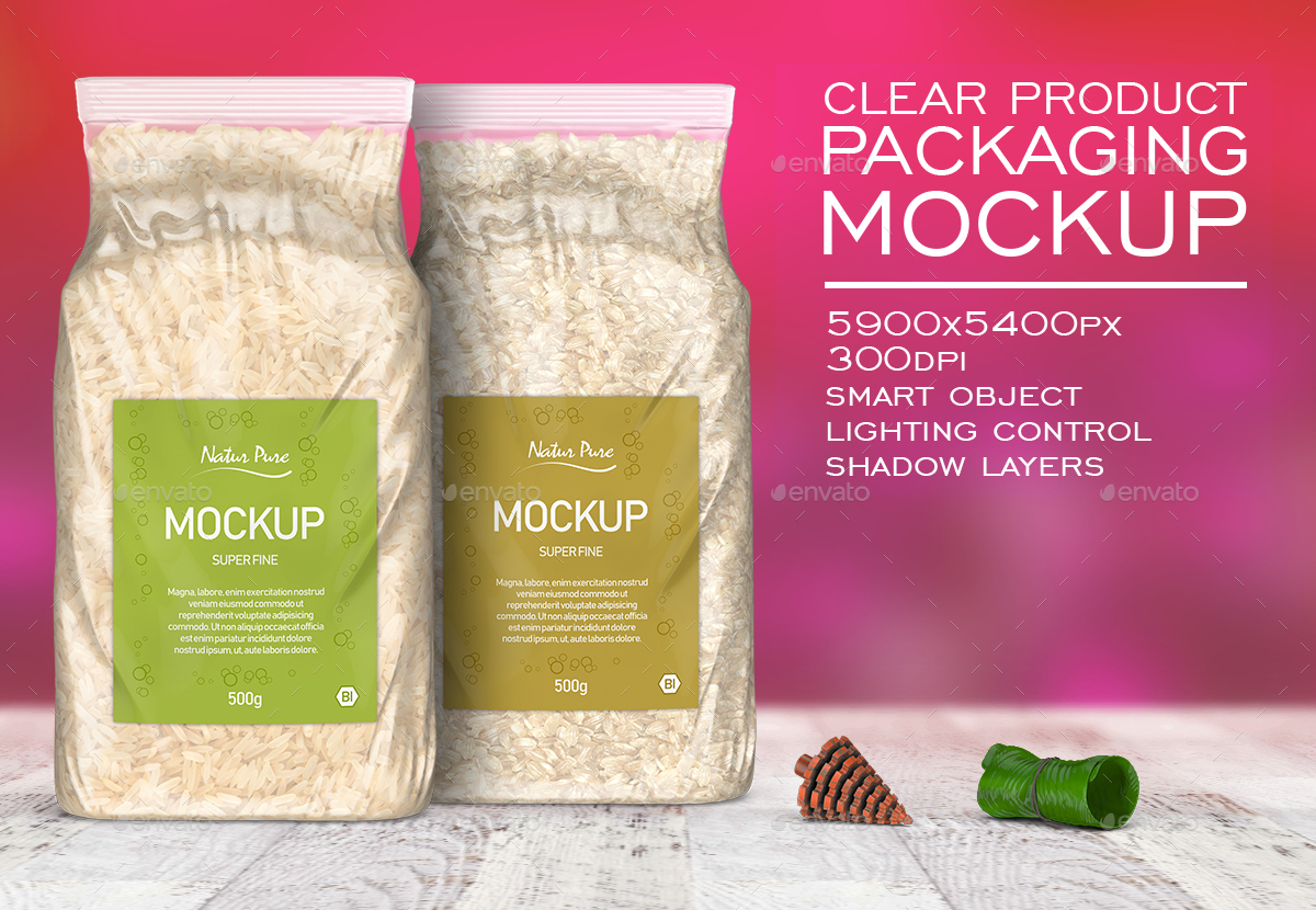 Clear Plastic Rice Bag Mockup, Graphics | GraphicRiver