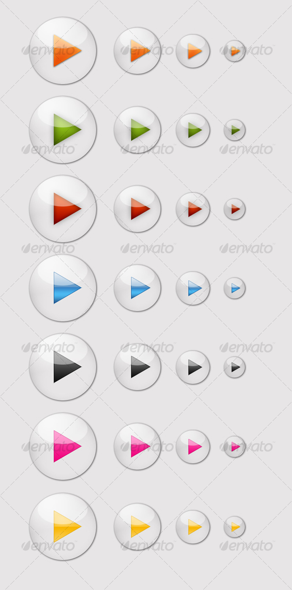 7 Glossy Play Icons - Media Icons