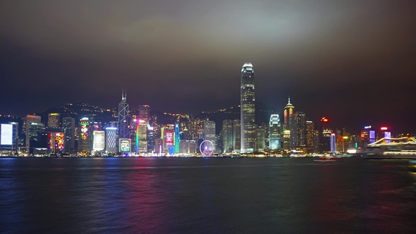Light Show in Hong Kong at Night, Zoom alt