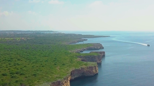 Aerial Landscape of the Beautiful Bay of Cala Mandia with a Wonderful Turquoise Sea, Porto Cristo alt