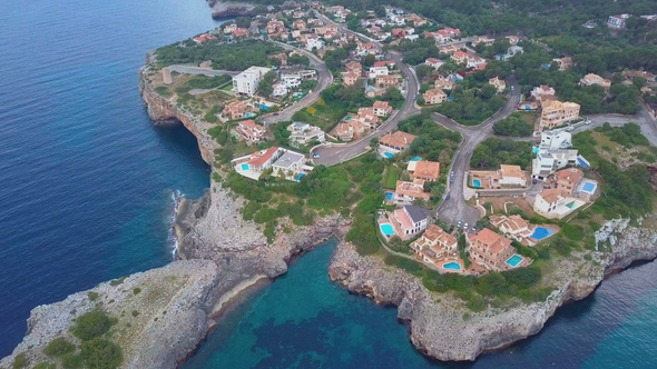 Aerial View Landscape of the Beautiful Bay of Cala Anguila with a Wonderful Turquoise Sea, Porto alt