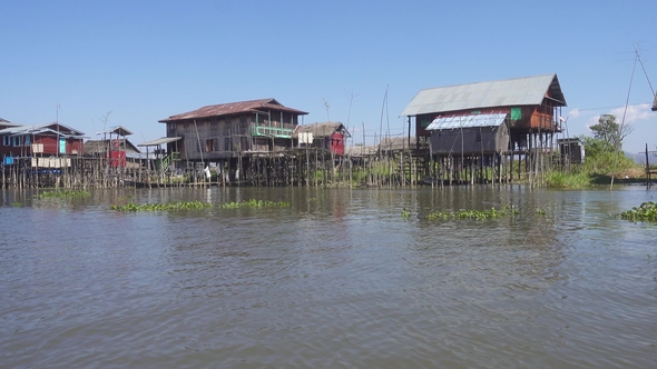 Stilted Houses in Village on Famous Inle Lake alt