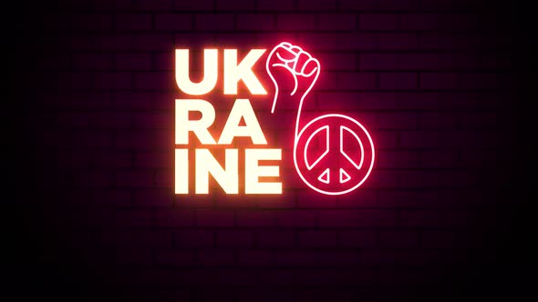 Support Ukraine Stop War Neon Sign on Brick Wall alt