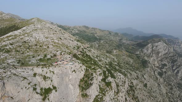 High rocky mountains against the backdrop of the extremely beautiful sea coast of Croatia. Location alt