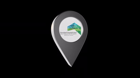 3d Animation Map Navigation Pointer With Flag Of Mecca (Saudi Arabia) With Alpha Channel - 2K alt