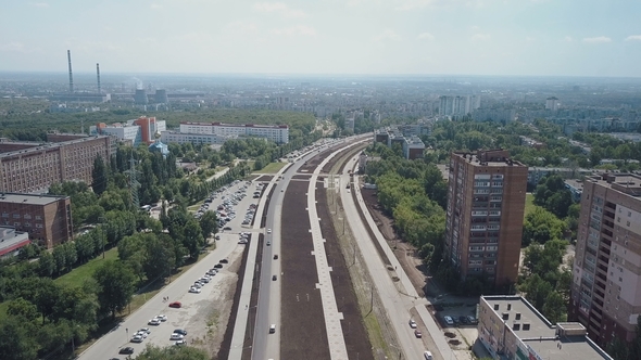 Huge Industrial City Large Roads Pipes of Plant and Factories in Summer