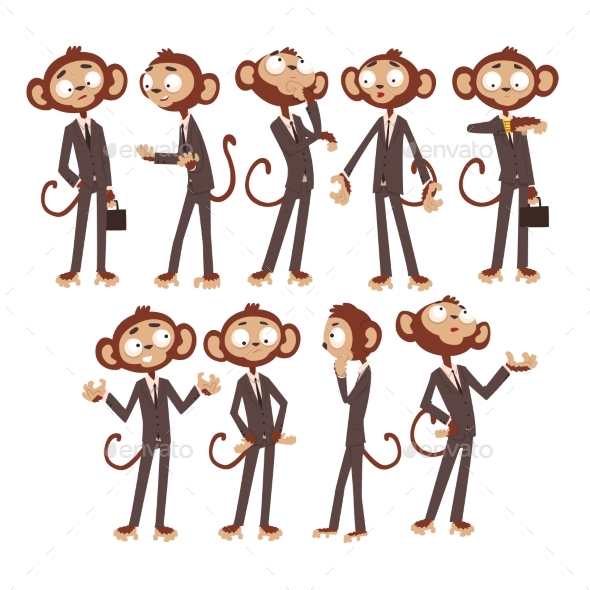 Monkey Businessman Cartoon - People Characters