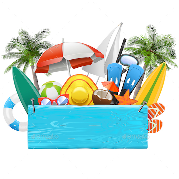 Vector Beach Blue Plank - Travel Conceptual